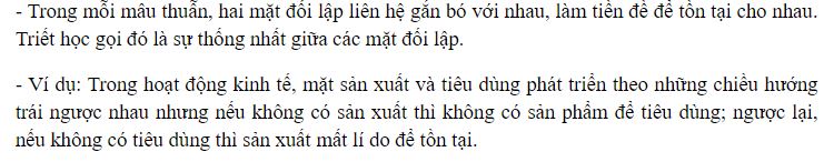 Thống nhất giữa các mặt đối lập là gì?