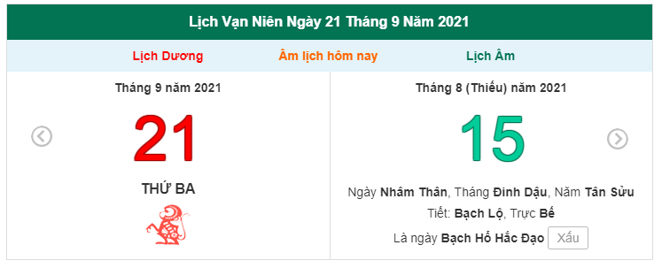 Tết Trung thu 2021 vào ngày nào?