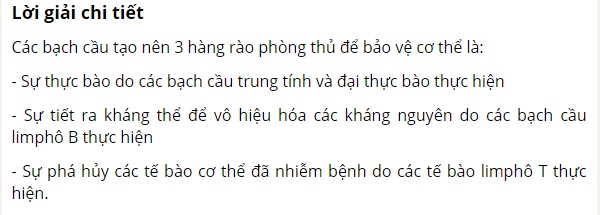 Các bạch cầu đã tạo nên những hàng rào phòng thủ nào để bảo vệ cơ thể?
