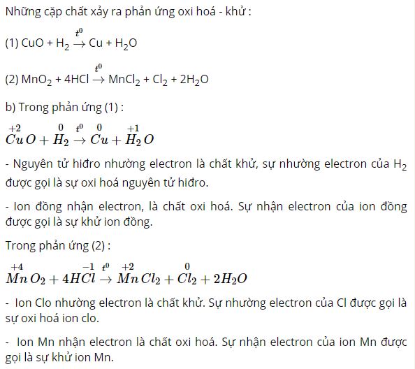 Cho những chất sau: CuO, dung dịch HCl, H2, MnO2 viết phương trình phản ứng