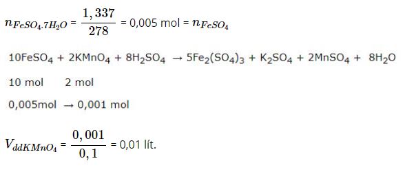 Tính thể tích dung dịch KMnO4 tham gia phản ứng