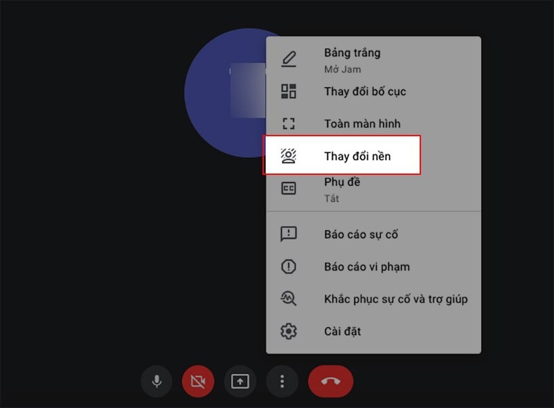 Thay đổi nền trên Google Meet