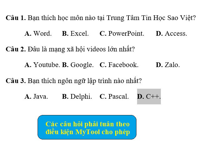 Chuyển tự động câu hỏi trắc nghiệm từ Word sang PowerPoint