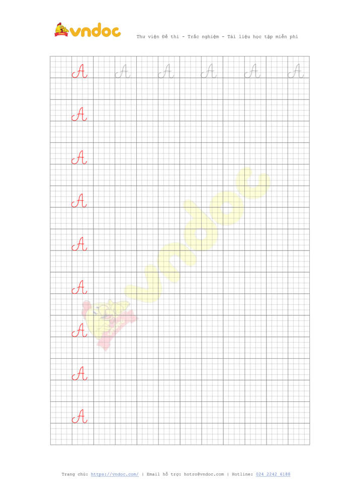 Luyện viết chữ hoa A