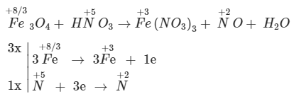 Cân vày phương trình phản xạ Fe3O4 + HNO3 → Fe(NO3)3 + NO + H2O