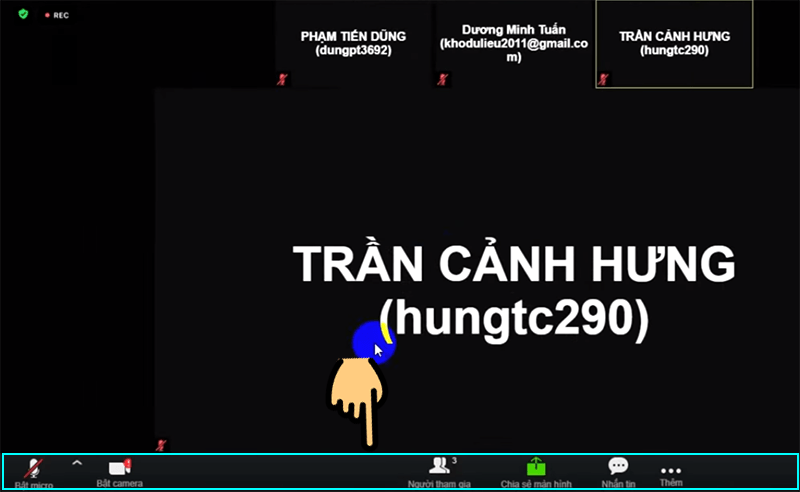 Các tính năng ở thanh menu bên dưới Hướng dẫn học sinh tham gia lớp học ảo trên K12Online
