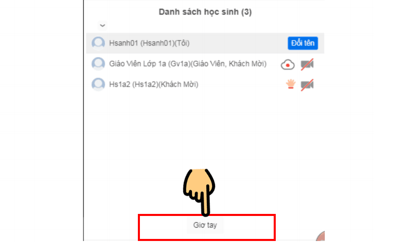 Để giơ tay phát biểu Hướng dẫn học sinh tham gia lớp học ảo trên K12Online