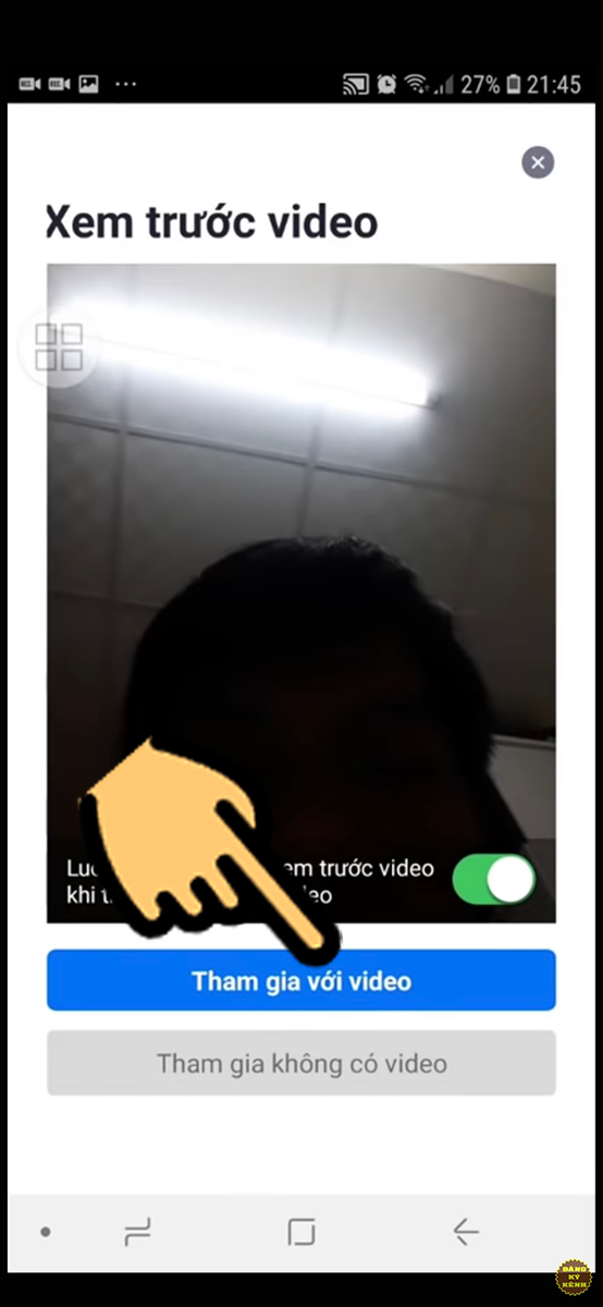 Nhấn Tham gia với video để bật cam Hướng dẫn học sinh tham gia lớp học ảo trên K12Online