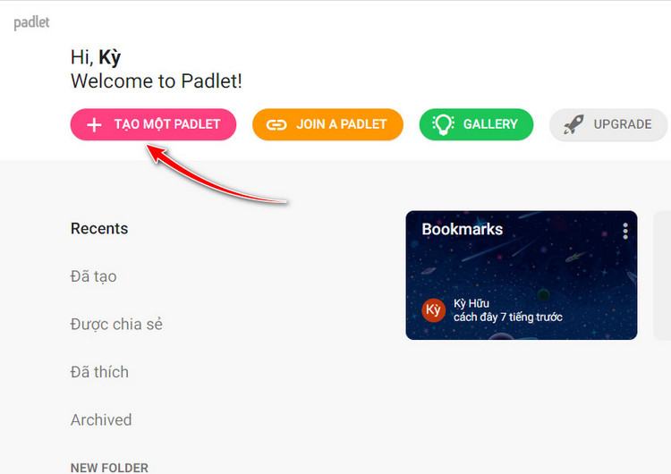 Hướng dẫn tạo Padlet