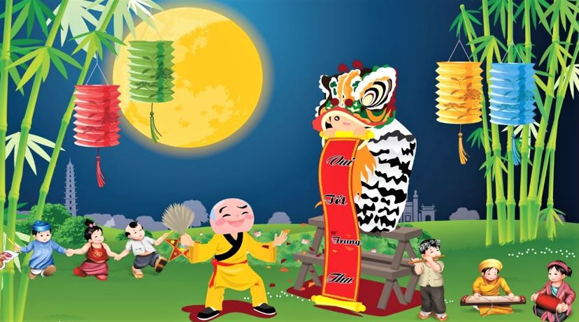 Phông trang trí vui Tết Trung thu