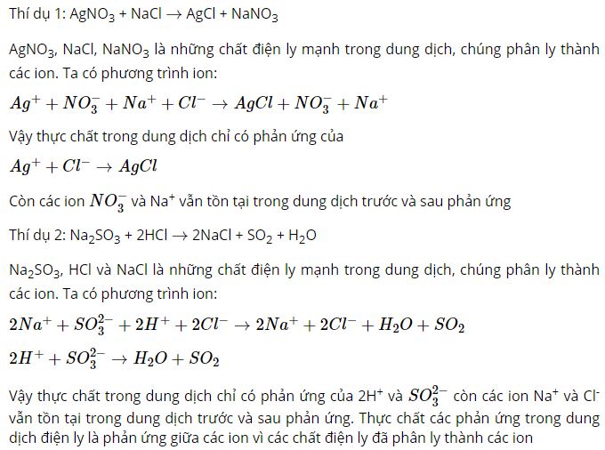 Bản chất của phản ứng trong dung dịch các chất điện li là phản ứng giữa các ion