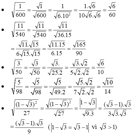 Bài 48 trang 29 SGK Toán 9 tập 1