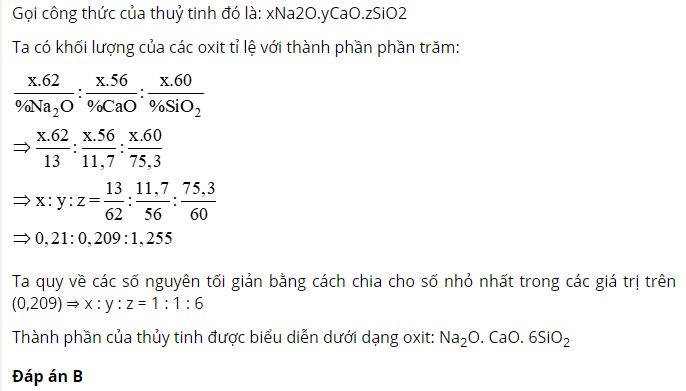 Thành phần của thủy tinh được biểu diễn dưới dạng các oxit