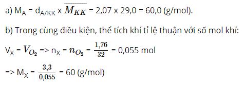 Tính khối lượng mol phân tử của chất A có tỉ lệ khối hơi so với không khí bằng 2,07