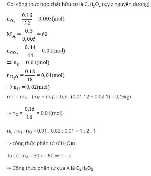 Xác định công thức phân tử của chất A