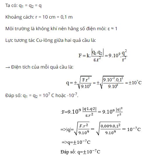 Xác định điện tích của hai quả cầu