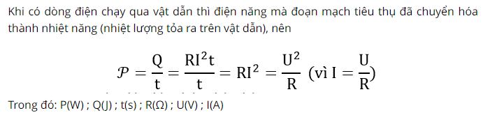 Hãy cho biết đơn vị đo tương ứng với các đại lượng có mặt trong công thức