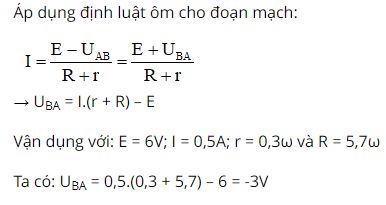 Hãy viết hệ thức tính UBA đối với đoạn mạch sau