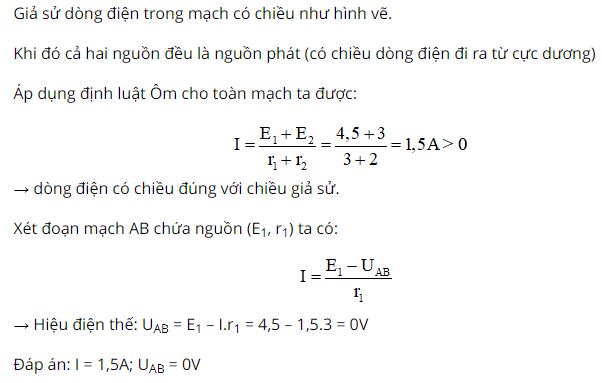 Tính cường độ dòng điện chạy trong mạch và hiệu điện thế UAB