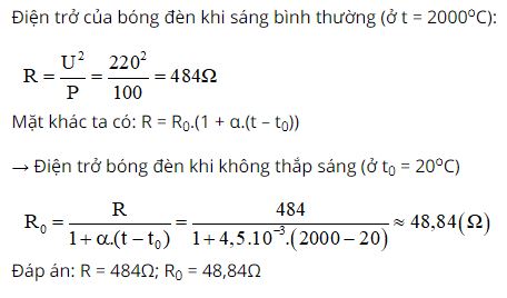 Xác định điện trở của đèn khi thắp sáng và khi không thắp sáng