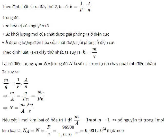 Có thể tính số nguyên tử trong một mol kim loại từ số Fa- ra – đây được không?