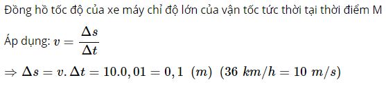 Tính xem trong khoảng thời gian 0,01 s xe đi được quãng đường bao nhiêu?