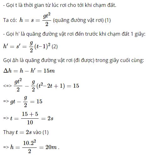 Tính độ cao của điểm từ đó bắt đầu thả hòn sỏi