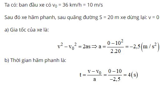 Tính thời gian hãm phanh