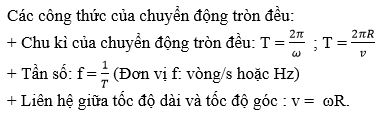 Viết công thức liên hệ giữa tốc độ dài và tốc độ góc trong chuyển động tròn đều