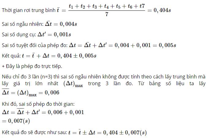 Hãy tính thời gian rơi trung bình