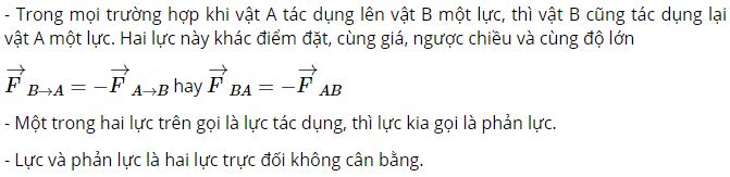 Phát biểu và viết hệ thức của định luật III Niu – tơn?