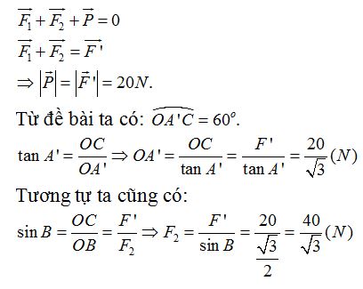 Tìm lực căng của hai dây OA và OB