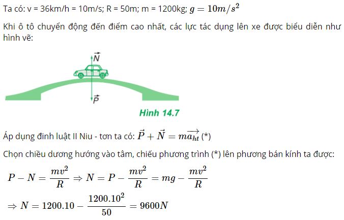Hỏi áp lực của ô tô vào mặt đường tại điểm cao nhất bằng bao nhiêu?