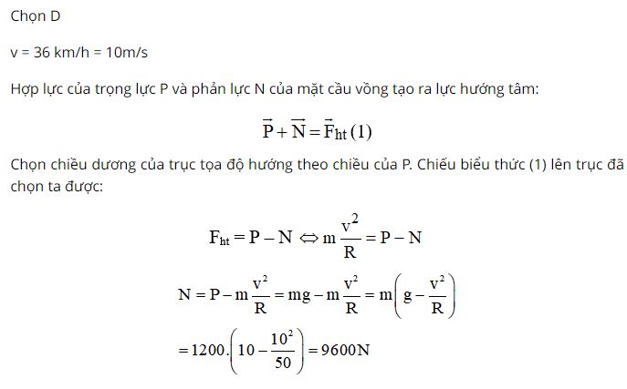 Hỏi áp lực của ô tô vào mặt đường tại điểm cao nhất bằng bao nhiêu?