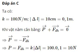 Phải treo một vật có trọng lượng bằng bao nhiêu thì lò xo giãn được 10cm