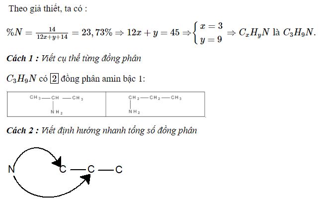 Số đồng phân amin bậc 1 thỏa mãn dữ kiện