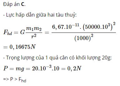 So sánh lực hấp dẫn của hai chiếc tàu thủy với trọng lượng của một cái cân