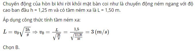 Hỏi tốc độ của viên bi lúc rời khỏi bàn?