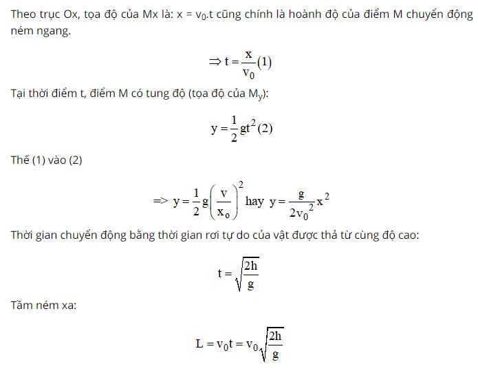 Lập phương trình quỹ đạo của chuyển động ném ngang