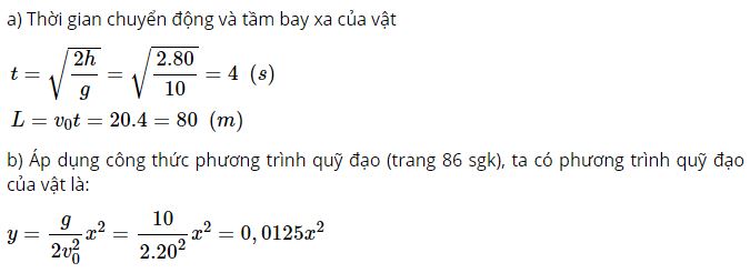 Tính thời gian chuyển động và tầm bay xa của vật