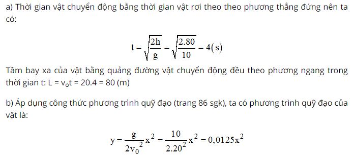 Tính thời gian chuyển động và tầm bay xa của vật