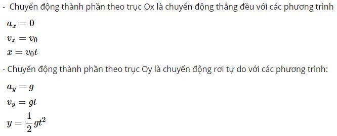 Viết các phương trình của hai chuyển động thành phần của chuyển động ném ngang
