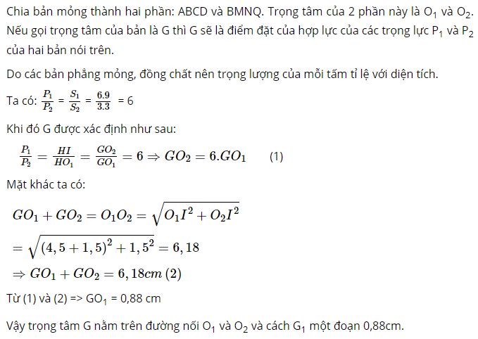 Hãy xác định trọng tâm của một bản phẳng