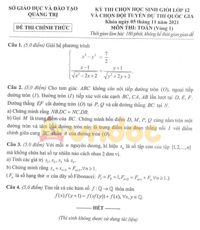 Đề thi hsg Toán 12