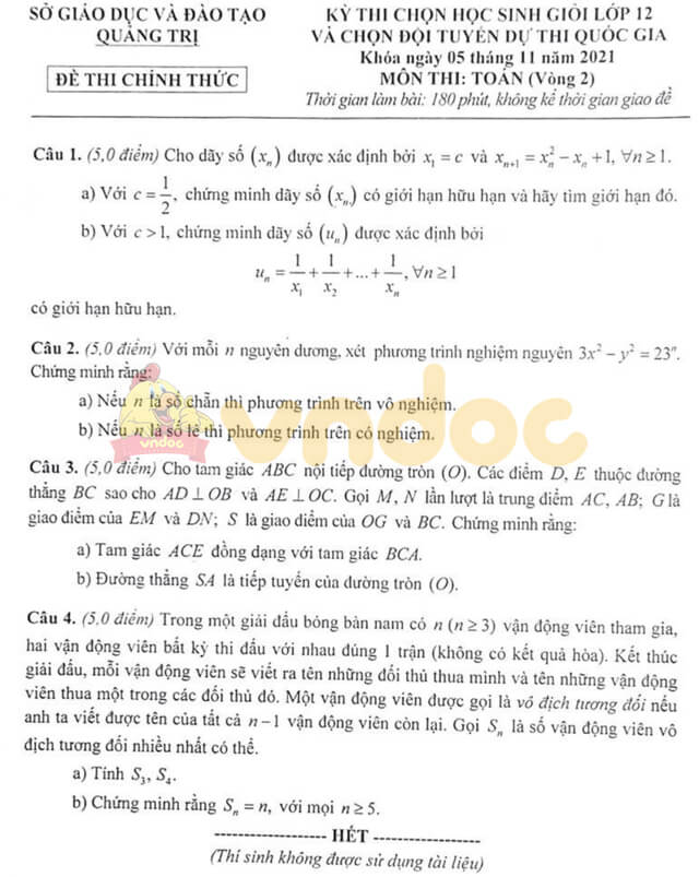 Đề thi hsg Toán 12