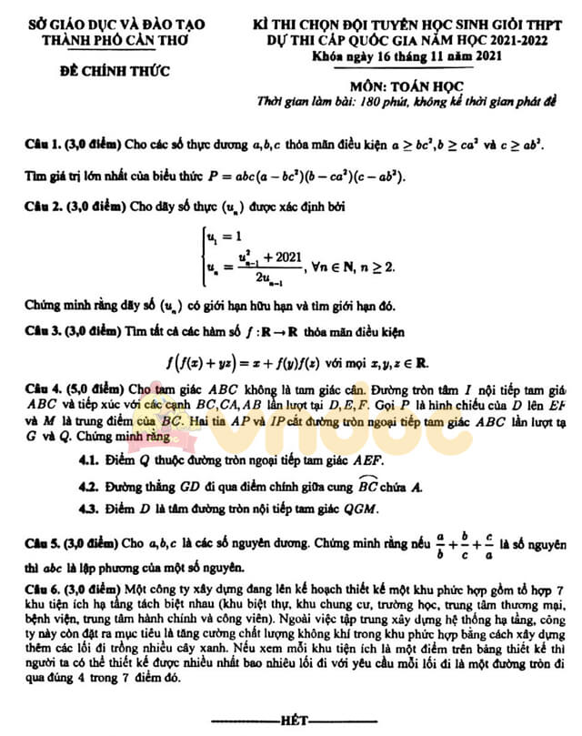 Đề thi HSG Toán 