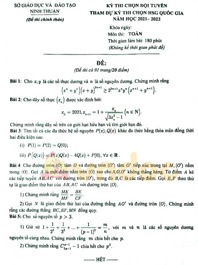 Đề thi HSG Toán