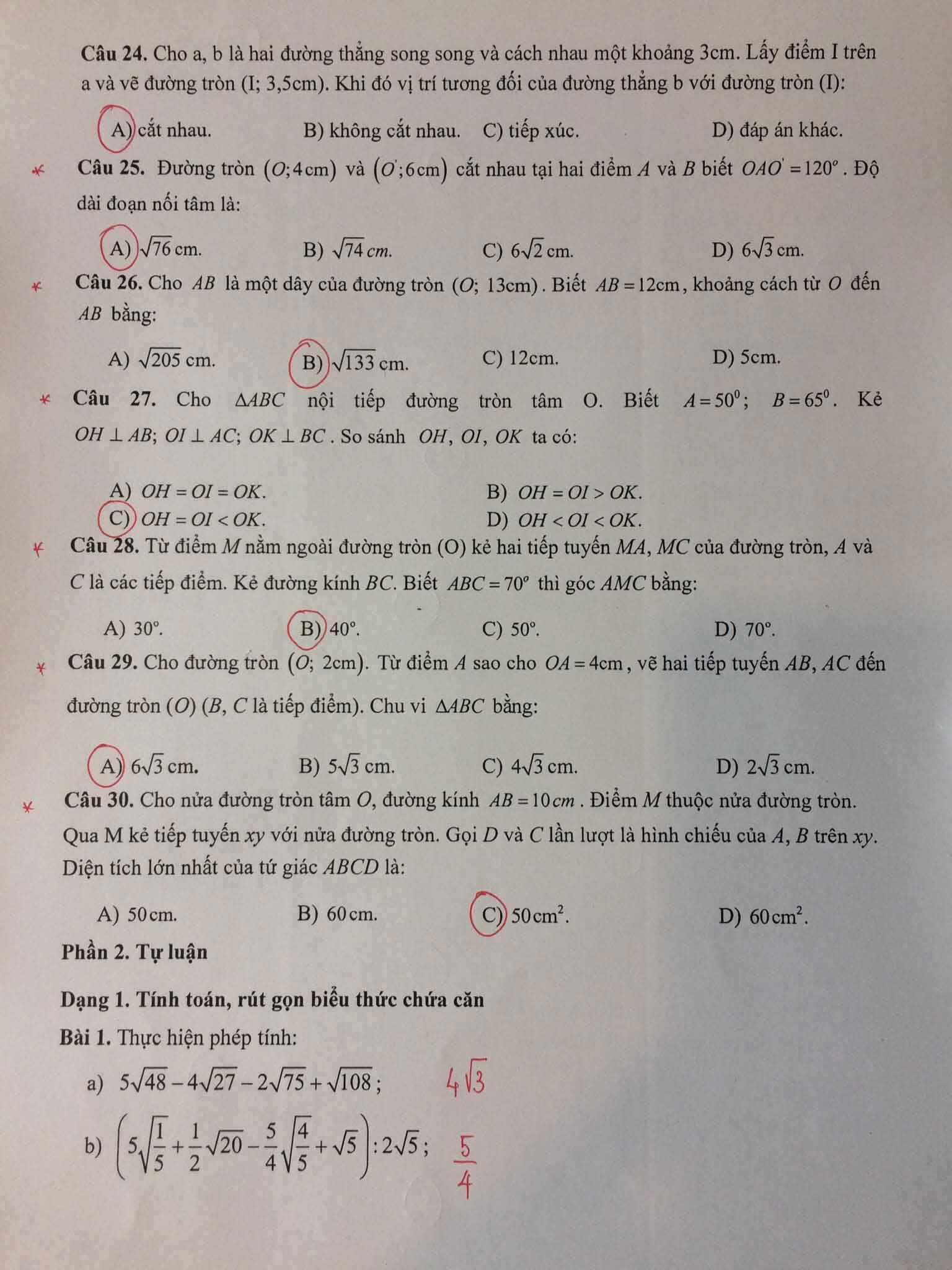 Đề cương ôn tập học kì 1 Toán 9 Trường Trung học Vinschool năm 2021 - 2022