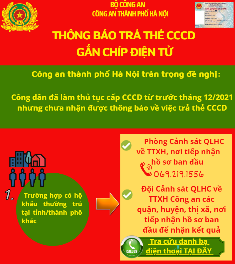 Hướng dẫn đối với người chưa nhận được CCCD