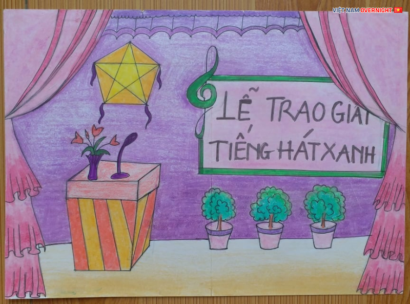 Vẽ tranh đề tài trang trí hội trường